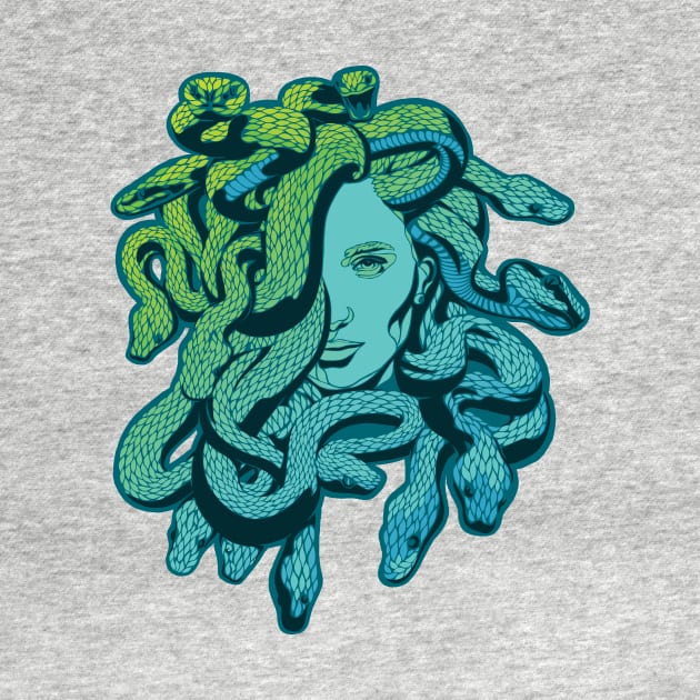 Medusa Teal Ocean Snakes by polliadesign